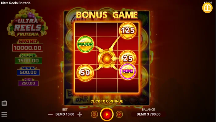 Ultra Reels Fruteria - avvio della modalità Hold and Win