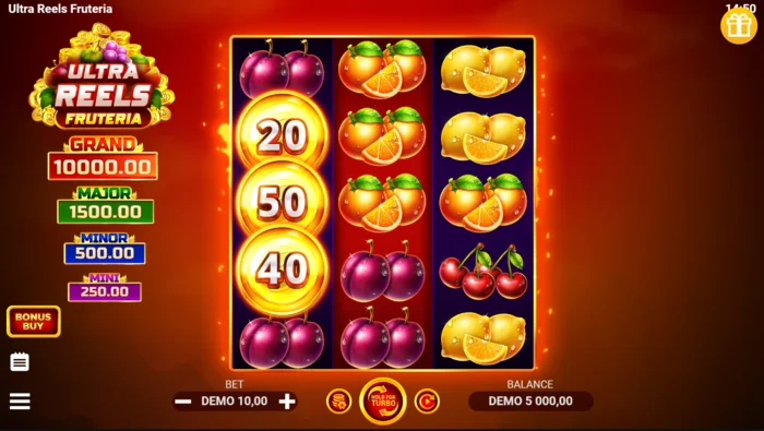 Ultra Reels Fruteria - schermo di gioco principale 3x5